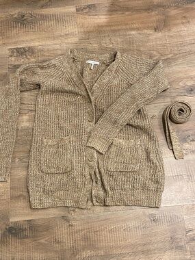 French Connection Marled Taupe Knit Cardigan